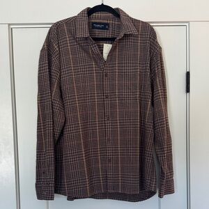 NWT Abercrombie Brown Plaid Flannel Shirt